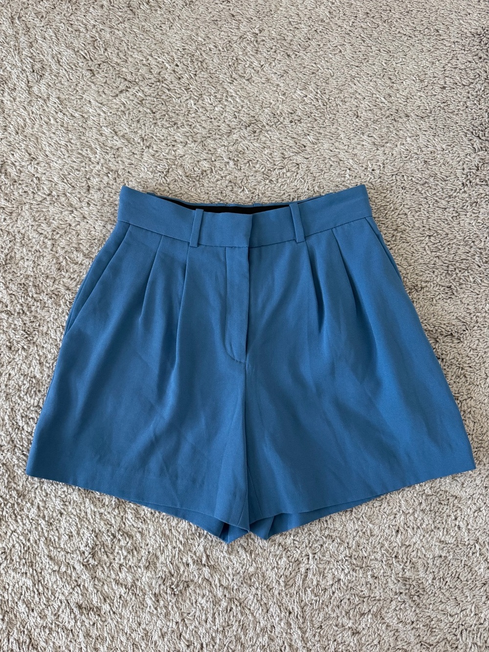 Babaton Pleated Shorts in Teal Blue